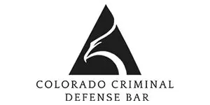 A black and white logo of the colorado crimin defense bar.